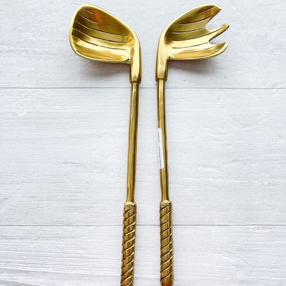 ZAZ DESIGNS Gilded Goldtone Golf Fork & Spoon Server Set - Picture 12 of 17